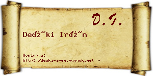 Deáki Irén névjegykártya