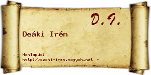 Deáki Irén névjegykártya